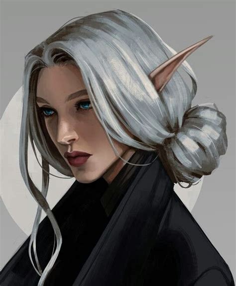 Female High Elf Snow Elf Rogue Эльфийка Эльфийское фэнтези Портрет