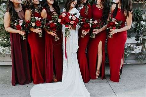 The Bridesmaids Wore Crimson At This Luxe Boho Wedding Green Wedding