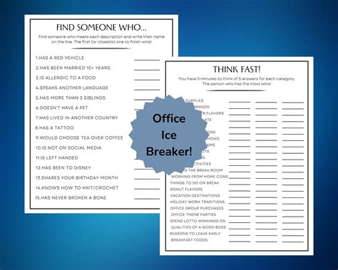 Office Party Games Bundle Printable Games For Work Team Building
