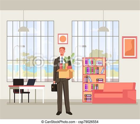 Office Worker Manager Character Get New Job Vector Flat Graphic Design