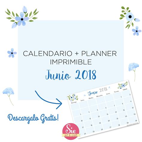 Sie Art And Craft Calendario Planner Junio ♥
