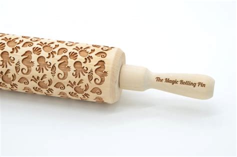 Sea Pattern Embossing Laser Cut Rolling Pin Turtles And Sea