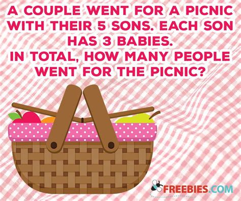 RIDDLE How Many People Went For The Picnic Riddles Picnic How