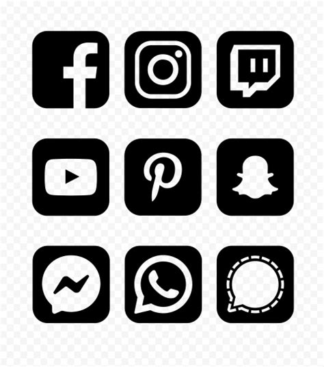 Vector Social Media Icons Black Line Square Icon Stoc