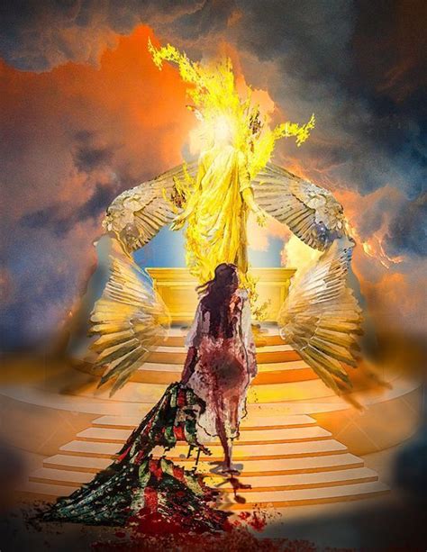 Woman With Tattered American Flag At Throne Of Heaven Jesus Prophetic