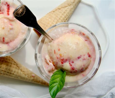 Salted Sugared Spiced™ Peach Buttermilk Ice Cream W Raspberry Swirl