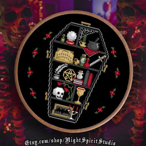 Spooky Cluttered Coffin Gothic Cross Stitch Pattern Coffin Etsy
