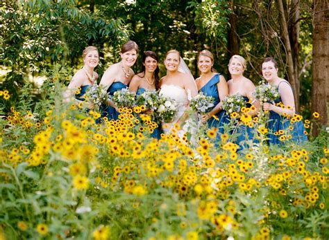 Bridal Party In Flower Field Charlottesville Boar S Head Photo