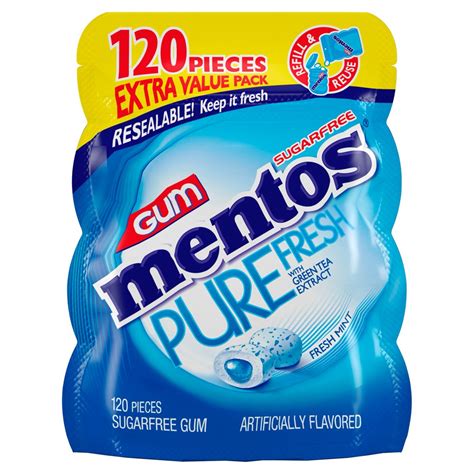 Mentos Pure Fresh Mint Sugarfree Gum Extra Value Pack 120 Count