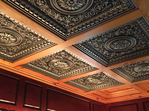 Acoustic tile drop ceilings are popular in finished basements and office buildings. Anderson Coffered Ceiling Tiles | Taraba Home Review