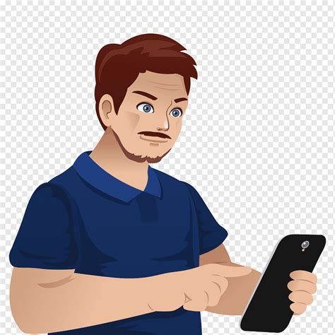 Man Holding Smartphone Mobile Phones Cartoon Telephone