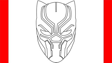 How To Draw Black Panther Mask Step By Step Drawing Youtube