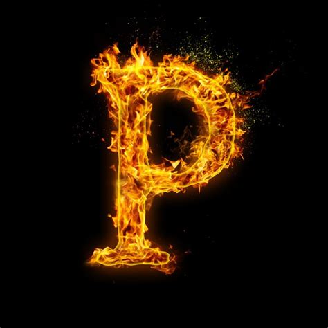 Premium Photo Letter P Fire Flames On Black Realistic Fire Effect
