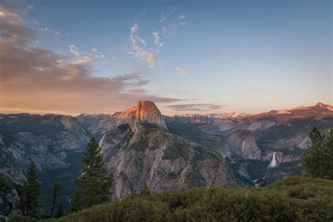 Sunset From Glacier Point Amphitheater In Yosemite National Park Stock