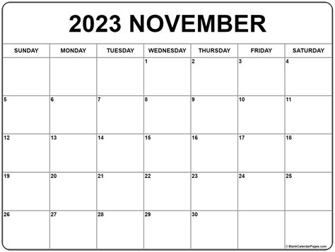 Calendar 2023 November Printable Free Monthly Get Calendar 2023 Update