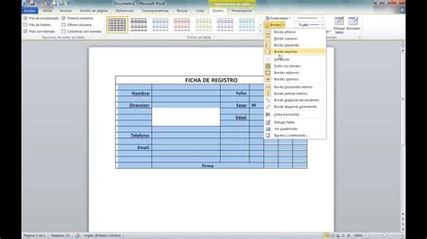 Crear Y Configurar Tablas En Office Word 2010 Youtube