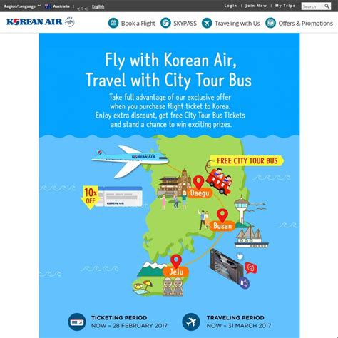 10 Off Korean Air Tickets To Korea Free City Tour Bus Ticket Ozbargain