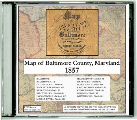 Map Of The City And County Of Baltimore Maryland 1857 Cdrom Old Map