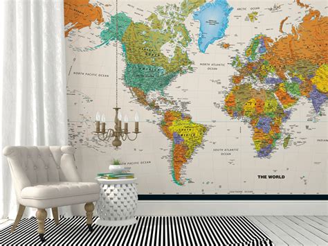 World Map Wallpaper Mural Time Zone Map
