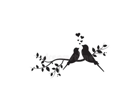 Birds Couple In Love On Branch Wall Decals Vector Birds Silhouettes