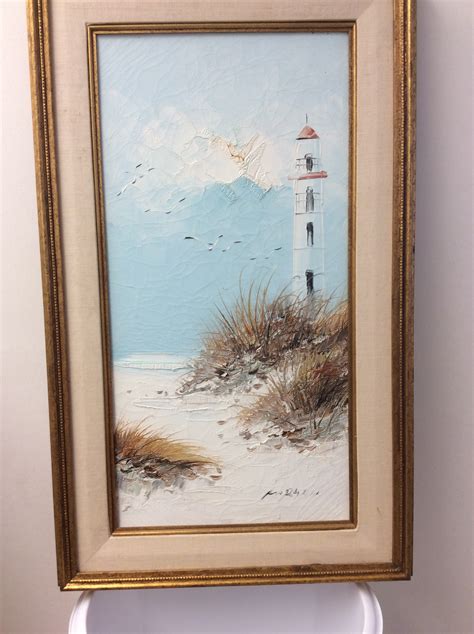 Oil Painting Of Light House By Artistic Interiors Cert Number 58893