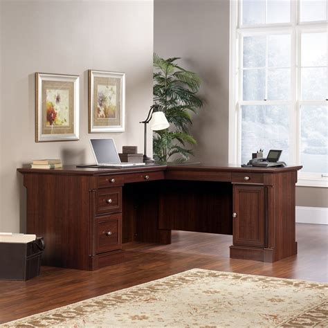 58 wide (long section), 54 wide (short section), 29 height. Sauder Palladia Contemporary Wood L-Shape Computer Desk in ...