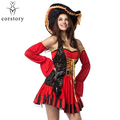 corstory sexy women pirate costume halloween fancy party dress carnival performance high quality