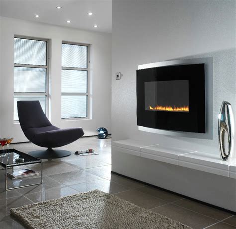 Modern Wall Mounted Fireplace Interior Design Ideas