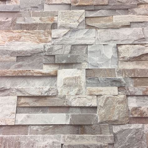 Debona 3d Grey Slate Brick Stone Effect Wallpaper