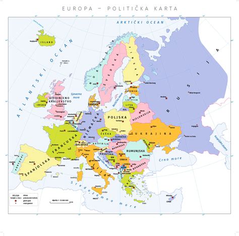 Geografska Karta Europe Za O Plastificirano