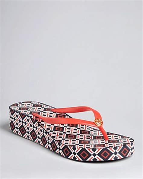 Tory Burch Platform Wedge Flip Flops In Orange Tory Red Lyst