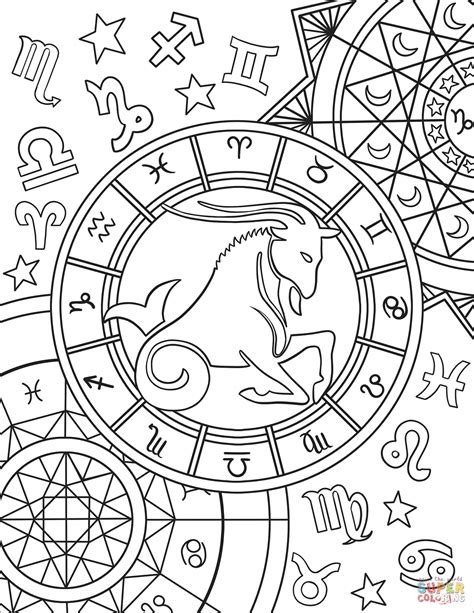 Capricorn Zodiac Sign Coloring Page Free Printable Coloring Pages