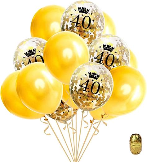 16 Pcs 40th Birthday Party Gold Balloonconfetti Balloons Latex Balloon