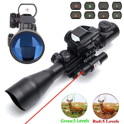 4 12x50 Eg Tactical Riflescope Red And Green Dot Optics Rifle Scope