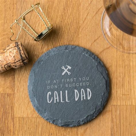 Fathers Day Call Dad Funny Slate Coaster Etsy