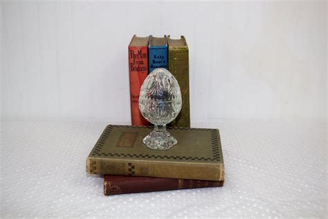 Crystal Glass Egg Shape Trinket Box Container With Cover On Etsy Trinket Boxes Egg Shape