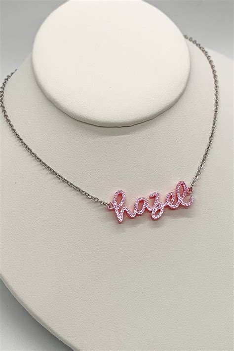Acrylic Name Necklace Personalized Nameplate Necklace Etsy