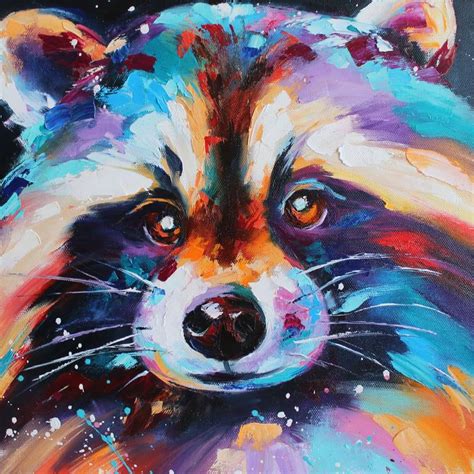 Galactic Raccoon Painting By Marina Lesina Saatchi Art