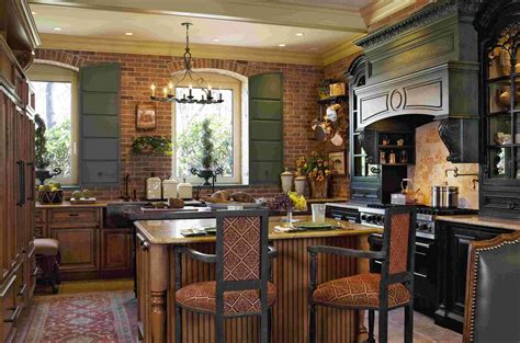 Black With Brick Country Kitchen Decor Country Style Kitchen