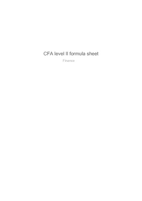 Solution Cfa Level Ii Formula Sheet Studypool