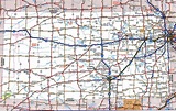 Road map of Kansas with distances between cities highway freeway free