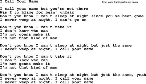 I Call Your Name By The Byrds Lyrics With Pdf
