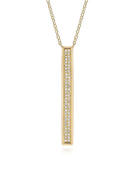 Ef Collection Vertical Diamond K Yellow Gold Bar Pendant Necklace