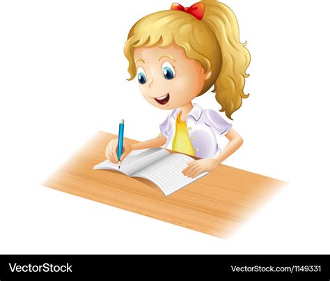 Cartoon Girl Writing Royalty Free Vector Image