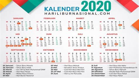 Kalender 2020 Daftar Libur Tiga Bulan Tanpa Libur Nasional Dan Ada