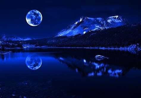 Fondo Escritorio Paisaje Luna Llena Sobre Lago Night Scenery