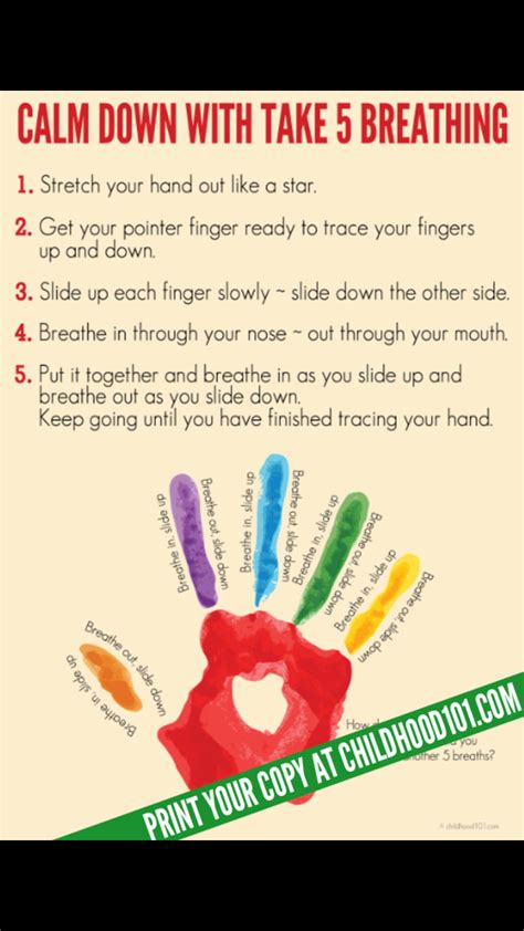 Five Finger Breathing Technique To Calm Down Good For Children And