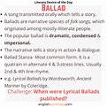 Ballad Definition, Examples | English literature notes, A level english ...
