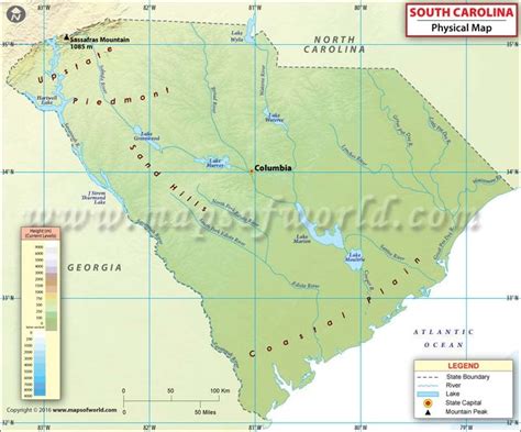 Physical Map Of South Carolina South Carolina Physical Features
