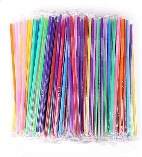 10 23 inches colorful plastic drinking straws individually packaged disposable